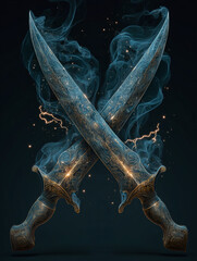 Magic Engraved Twin Swords with Smoke