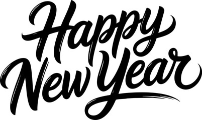 Stylish handwritten Happy New Year script designed for festive holiday greetings © Haris designer