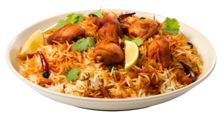 PNG Chicken biryani plate food meal.