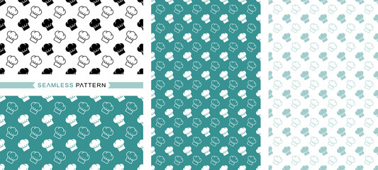 Chef hat pattern, seamless pattern, seamless background, and cooking icon illustration.
