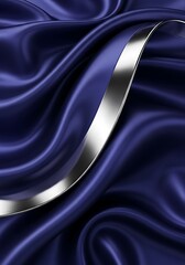 Elegant royal blue silk with subtle folds and a reflective silver stripe