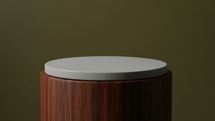 Minimalist product pedestal with textured wood grain and simple elegance
