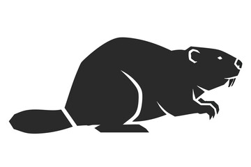 Fototapeta premium Simple Black Beaver Silhouette Illustration