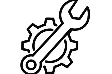 Wrench and Gear Icon for Maintenance and Repair