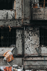 November 22, 2025, Dnipro, Ukraine. The aftermath of a Russian attack drone attack on a residential building.