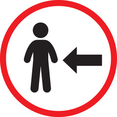 Keep left directional sign with a person symbol