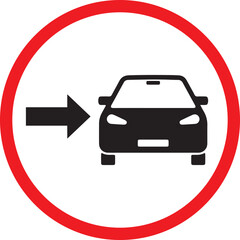 Traffic symbol with a directional arrow and car