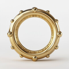 Round golden porthole frame with bolts on white background, 3D render
