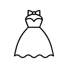 wedding dress vector line icon on a white background Vector line icon on a white background