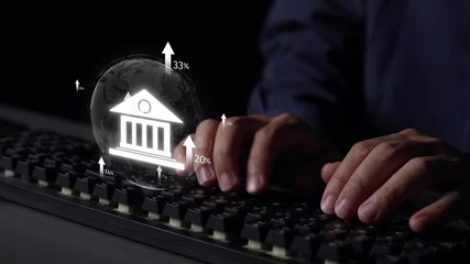 Online banking and digital banking innovation combining finance and technology, optimizing online banking systems, mobile banking services, and fintech for seamless experience. Muxer - Powered by Adobe