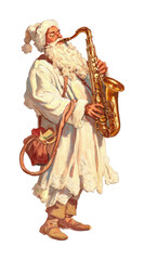 Fototapeta premium PNG Santa playing saxophone illustration.