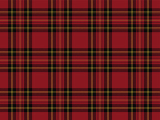 Christmas tartan plaid seamless pattern, burgundy red yellow warm rich holiday check seamless background. Perfect for winter clothing design, luxury festive themes and traditional decor