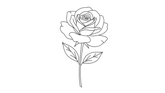 Elegant rose outline illustration simple vector line art drawing perfect for coloring books and design elements - Powered by Adobe