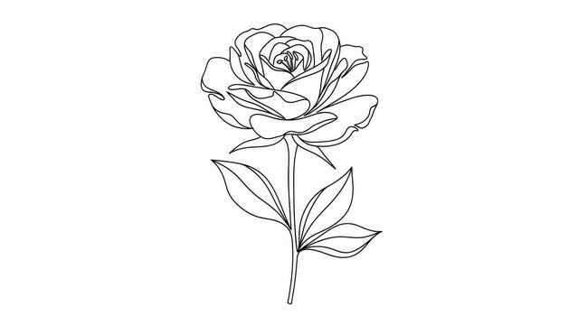 Elegant rose flower line art illustration minimalist vector drawing isolated on white background for wedding invitations and design elements - Powered by Adobe