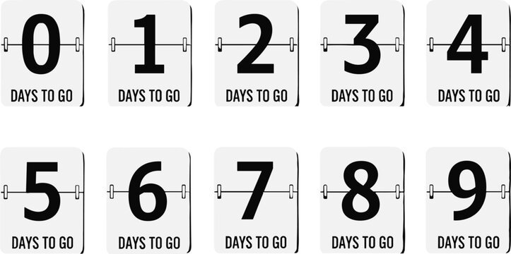 Days to go mechanical flip clock countdown numbers