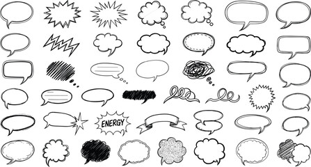 Doodle style dialogue balloons and comic bursts set © Mother Of Mahofuj