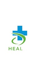 Obraz premium Heal Logo Design - Modern Healthcare Symbol with Green Swirl.