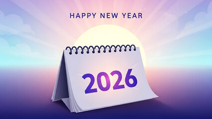 A calendar displaying the year two thousand and twenty six with happy new year text above it ai generated