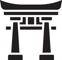 Monochrome vector illustration of a Japanese torii gate. Clean and bold design suited for cultural artwork, heritage concepts, and Asian architecture symbols.