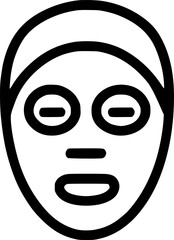 An outline icon representing a person with a face mask and towel, symbolizing beauty treatment, skincare, and relaxation.