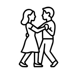 couple dancing vector line icon on a white background Vector line icon on a white background