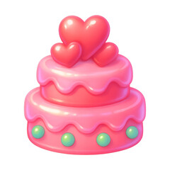 PNG Glossy pink heart cake illustration.