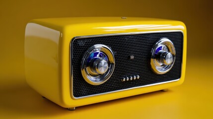 Retro Yellow Radio - Music & Entertainment Stock Photo, Retro radio, Vintage radio