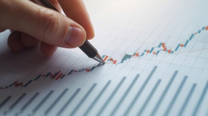 Financial analysis trends office setting graph insights professional environment close-up view data interpretation