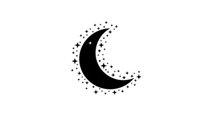 Obraz premium Black Vector Silhouette of a Crescent Moon Adorned with Stars_transparent.svg