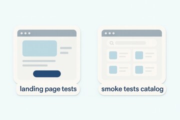Landing page tests and smoke tests catalog in a digital context illustrating user experience optimization and data analytics for effective web strategies