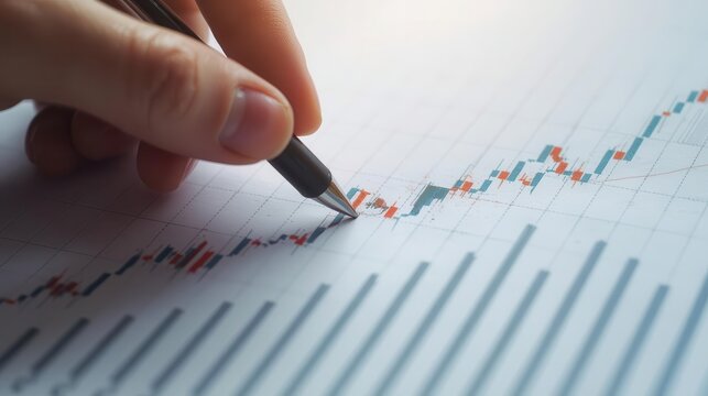 Financial analysis trends office setting graph insights professional environment close-up view data interpretation