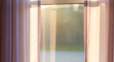 Sunlit window with delicate curtains creating a peaceful ambiance