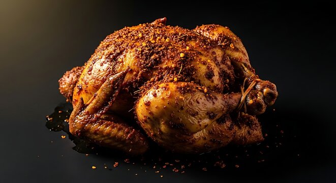 Spicy Roasted Chicken With A Crispy Skin Ready To Be Served
