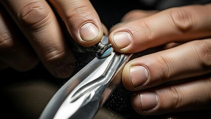 Skilled hands precisely setting gemstone in jewelry creation process