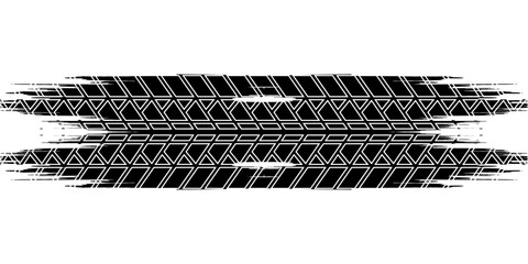 Auto tire tread grunge element. Car and motorcycle tire pattern, wheel tyre tread track. Black tyre print. Vector illustration
