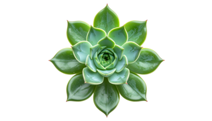 Top-down view of a vibrant, symmetrical succulent plant against a stark black backdrop
