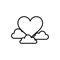 heart in the clouds vector line icon on a white background Vector line icon on a white background