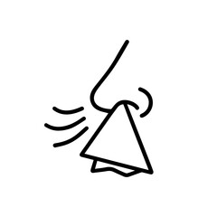 nose with napkin vector line icon on a white background Vector line icon on a white background