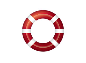 Red and White Ring Buoy Floating Safety Equipment on Isolated Black Background Object Lifesaver Rescue Device Nautical Marine Symbol Aid