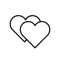 two hearts intersecting vector line icon on a white background Vector line icon on a white background