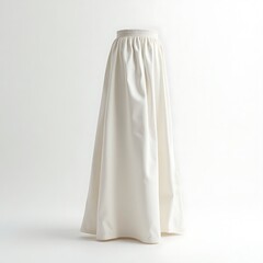 Elegant White Maxi Skirt Made of Soft Flowing Fabric in Minimalist Studio Setting