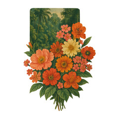 Naklejka premium PNG Vintage floral bouquet illustration
