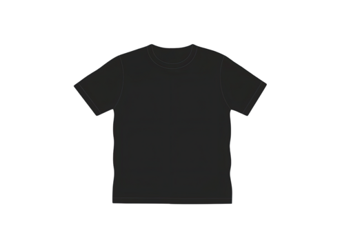 Simple Black Short Sleeve Crew Neck T Shirt Apparel Clothing Fashion Basic Casual Wear Isolated on Transparent Background High Detail Studio Shot