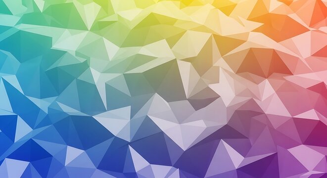 Abstract geometric background with multicolored triangles creating a polygonal mosaic effect - Powered by Adobe