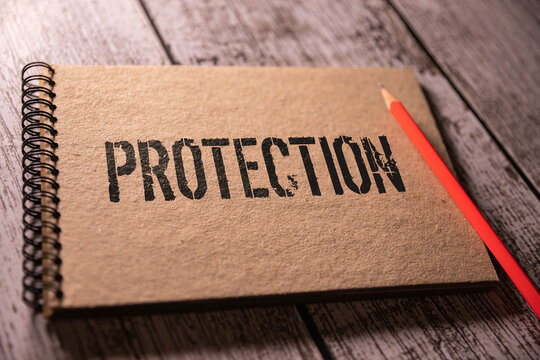 On a light blue background a card with the text PROTECTED