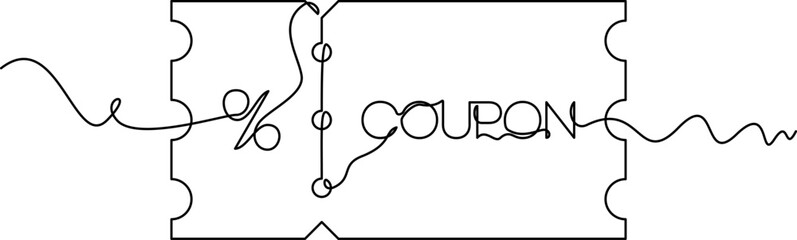 one line art Shopping Coupon vector illustration. line art, one continuous line, simple, hand drawn and sketch style. for icons, symbols, signs or logos. PNG