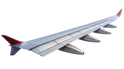 Sleek airplane wing soars, embodying travel, engineering, and adventure, perfect for aviation enthusiasts and modern designs