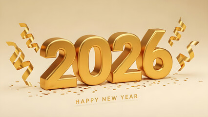 Happy new year 2026 celebration with fireworks on a dark blue festive background