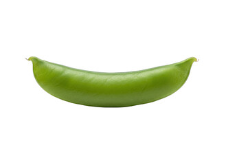 Single Fresh Green Sugar Snap Pea Pod with Translucent Skin Isolated on a Plain Black Background with Soft Studio Lighting and Sharp Focus