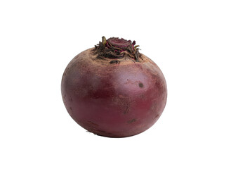 Single Fresh Beetroot Root Vegetable with Soil Particles on Dark Red Skin Isolated on a Transparent Background with Soft Studio Lighting